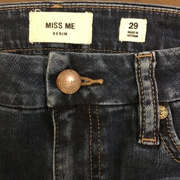 Miss Me 29 (7/8) High Rise Flare Women’s Jeans Frayed Fringe Hems Stretch - Picture 10 of 14